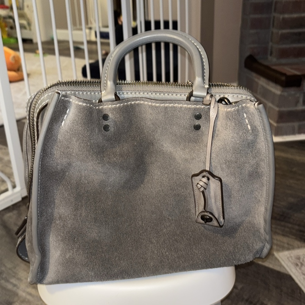 Coach 1941 Rogue 31 Grey Heather Suede Handbag Shoulder Bag Satchel